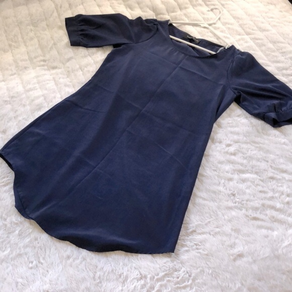 Peach Love Cream California scoopneck navy blue‎ shift dress